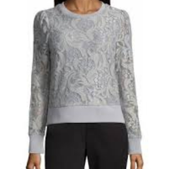 Worthington Long Sleeve Lace Sweatshirt - Picture 1 of 1